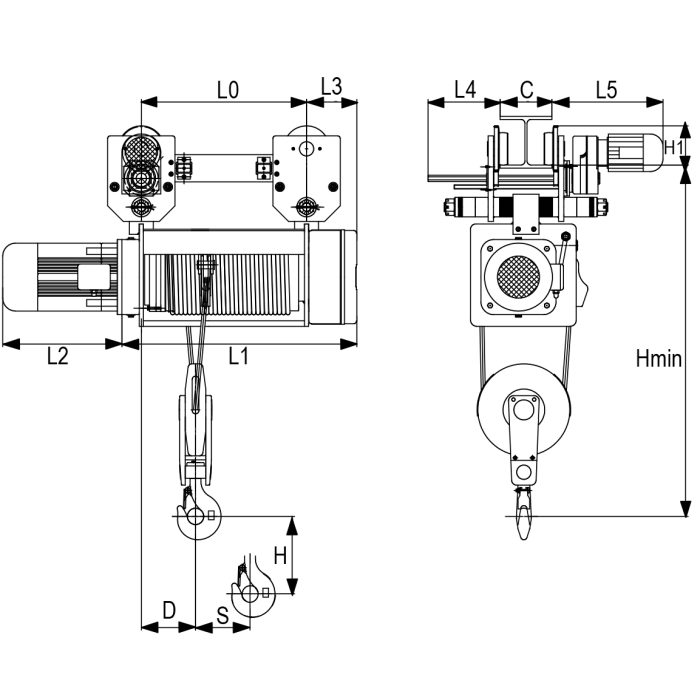 Dizalica ovjesna viseća tip SH6 2/1 sa kolicima RX-lift - Slika 2
