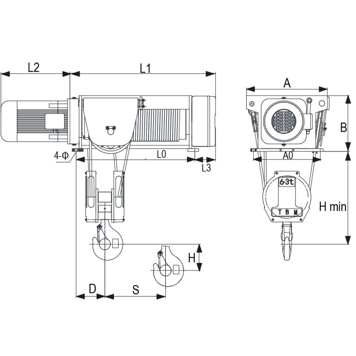 Dizalica ovjesna viseća tip SH6 4/1 RX-lift - Slika 2