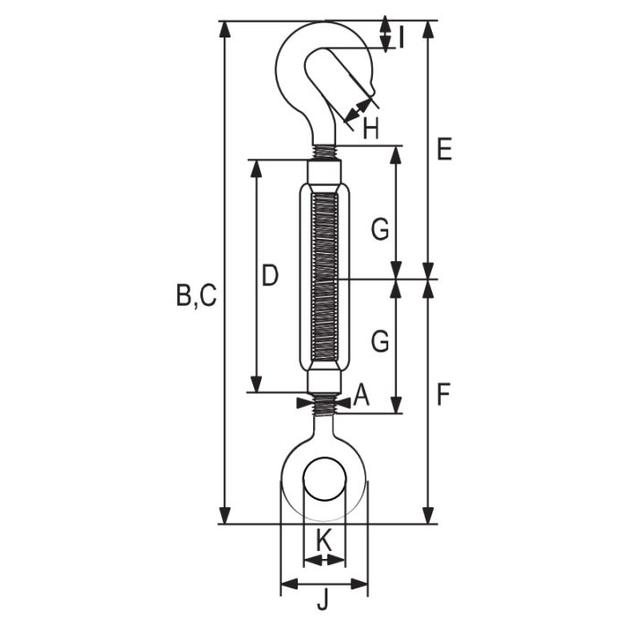 Turnbuckle hook/eye AISI 316 RX-lift - Image 2